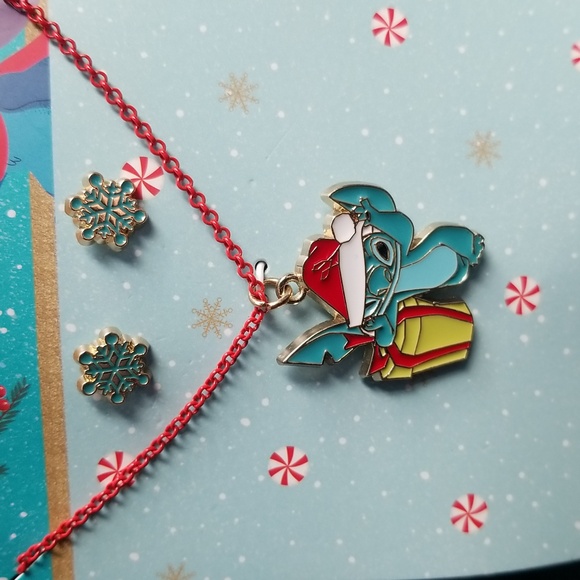 Disney Holiday Stitch Necklace and Earrings - Picture 3 of 4